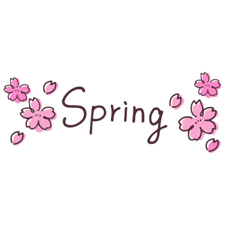 Illustration of cherry blossoms with letters inspired by springのイラスト素材