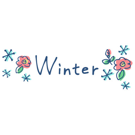 Winter-inspired letters and camellia illustrationsのイラスト素材