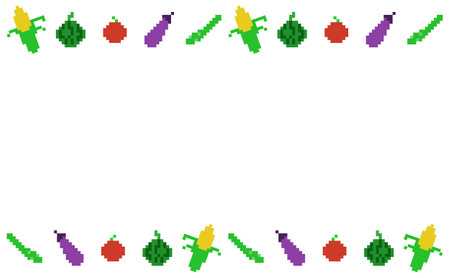 Pixel art summer vegetable frame illustrationのイラスト素材
