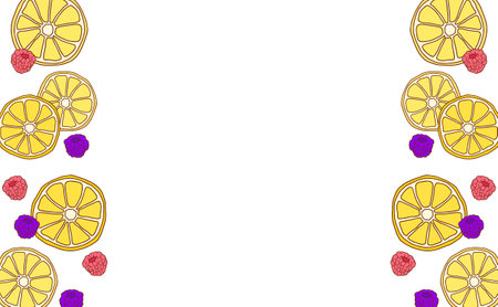 Frame illustration of sliced lemon and berriesのイラスト素材