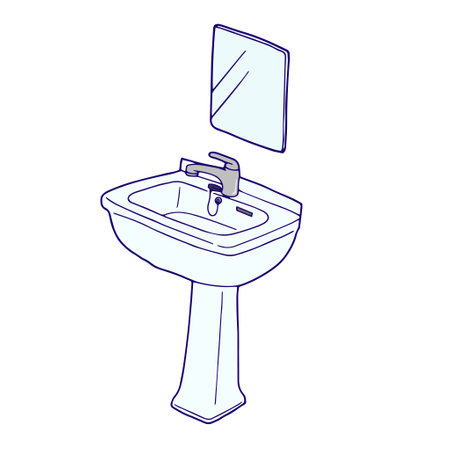 Simple washbasin and mirror illustrationのイラスト素材