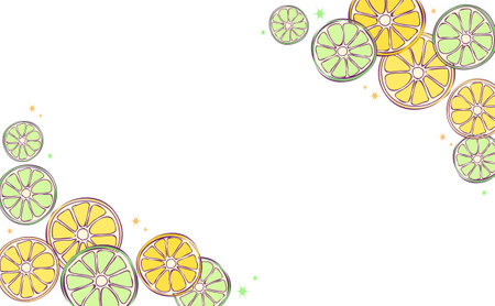 Frame illustration of sliced lemon and limeのイラスト素材