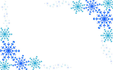 Blue winter snowflake frame illustrationのイラスト素材