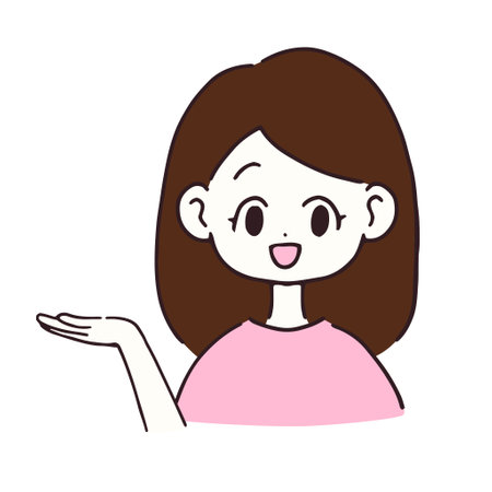 A woman with a smiling gesture of guidanceのイラスト素材