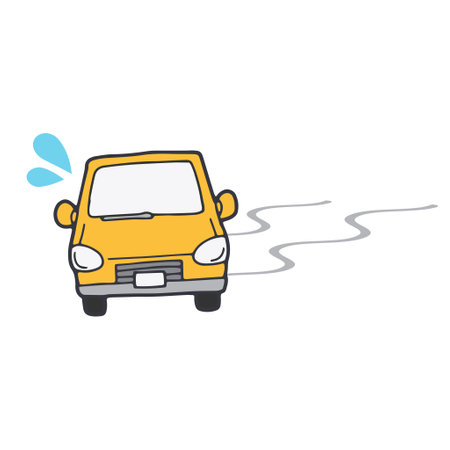 Illustration of a car driving zigzagのイラスト素材