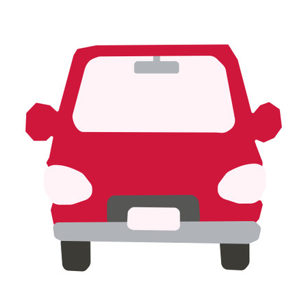 A simple red car seen from the frontのイラスト素材
