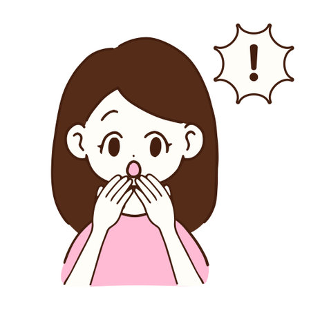 A woman is shocked and puts her hands over her mouthのイラスト素材