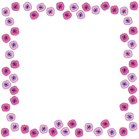 Pink plum blossom frame illustrationのイラスト素材