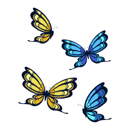 Illustration material of a fluttering butterflyのイラスト素材