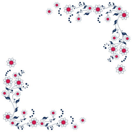 Flower and leaf frame illustrationのイラスト素材