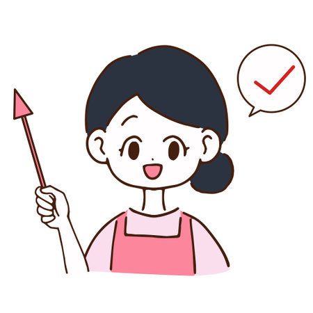 A woman explaining with a stick and a check markのイラスト素材