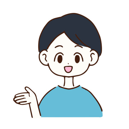 A man with a smiling gesture of guidanceのイラスト素材