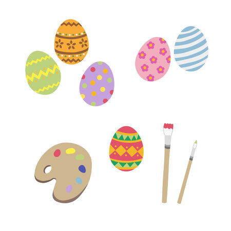 Clip art of making easter eggsのイラスト素材
