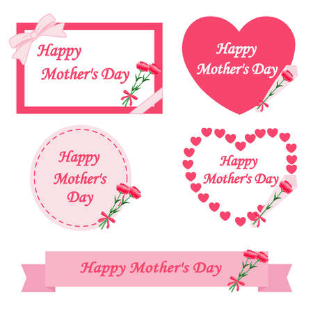 A set of pink frames with carnations for Mother's Dayのイラスト素材