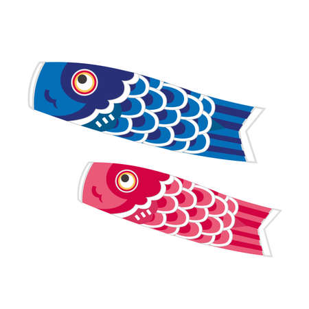 Illustration of two carp streamersのイラスト素材