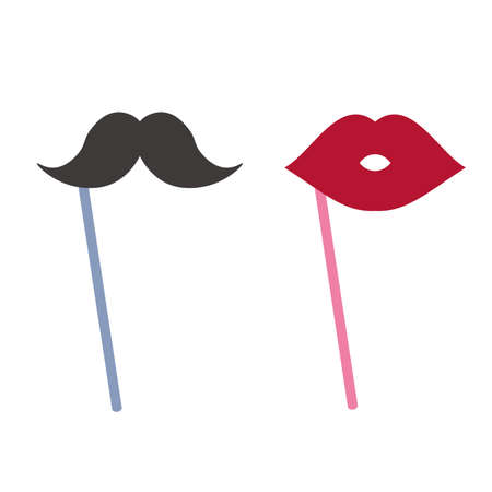 Illustration of mustache and lips photo propsのイラスト素材