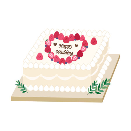 Clip art of square wedding cakeのイラスト素材