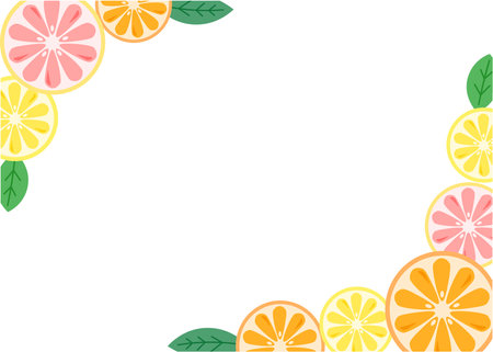Frame with citrus fruits (orange; lemon; pink grapefruit)のイラスト素材