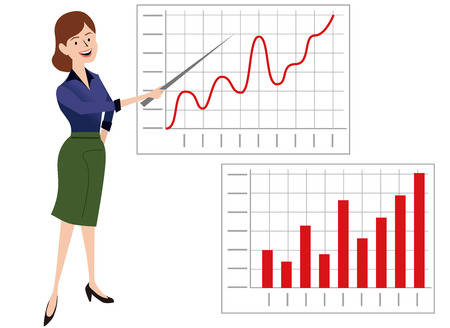 Woman pointing to the graphのイラスト素材