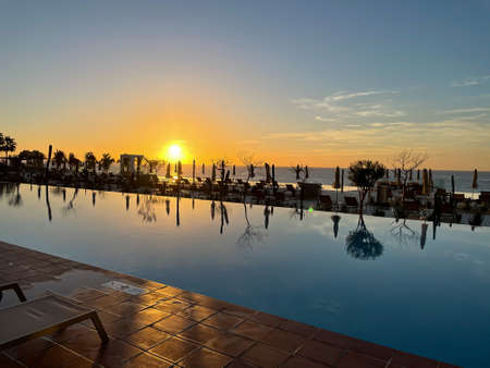 Nature hot springs on the valley. Morning time with hot springs on the desert valley view to Nevada side.の写真素材