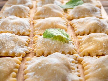 View of Fresh Homemade Ravioliの写真素材