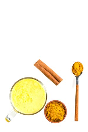 Gold milk, made with turmeric and other spicesの写真素材