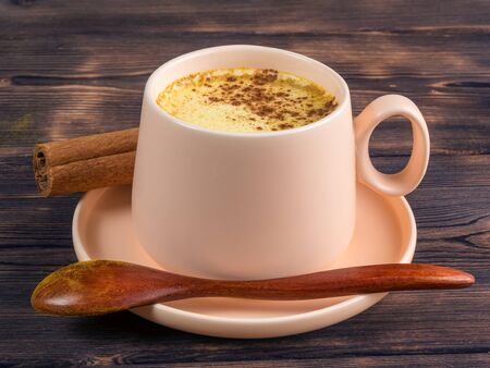Gold milk, made with turmeric and other spicesの写真素材