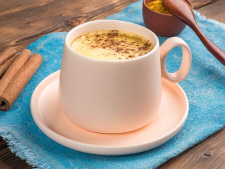Gold milk, made with turmeric and other spicesの写真素材