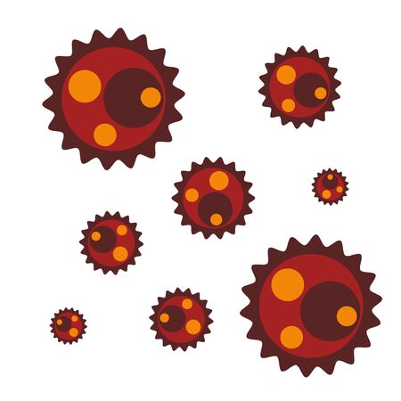 Bacteria, viruses, large views. Detailed medical illustrations of viruses and bacteria isolated on a white background.のイラスト素材