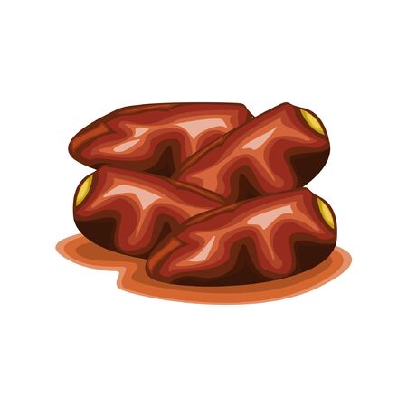 Dates fruit on white background. Food for symbolizing Ramadaan.のイラスト素材