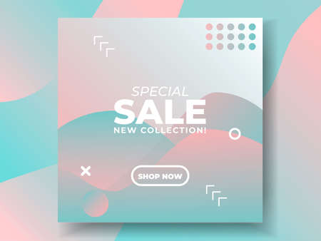 Trendy editable template for social networks stories and posts, vector illustration. Design backgrounds for social media. Gradient color social media post, banner sale. Background abstract geometric.のイラスト素材