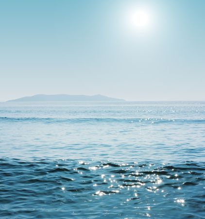 Cool blue sea and sunの写真素材