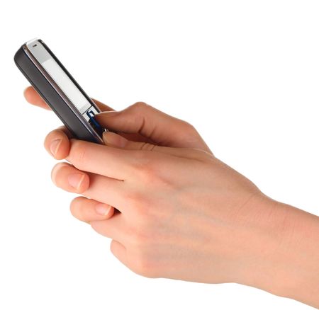 Cell phone in handsの写真素材
