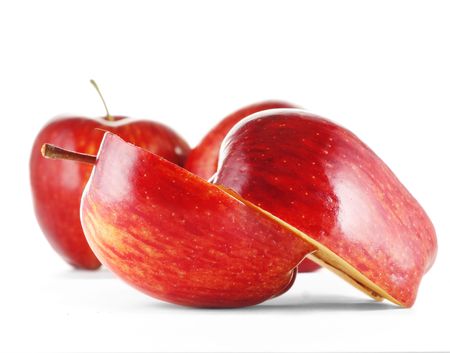 Red apple and sliceの写真素材