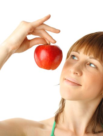 Young woman with fruitの写真素材