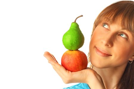 Young woman with fruitsの写真素材