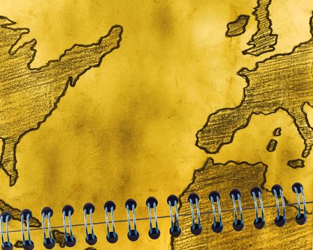 Notebook page like burned acient mapの写真素材
