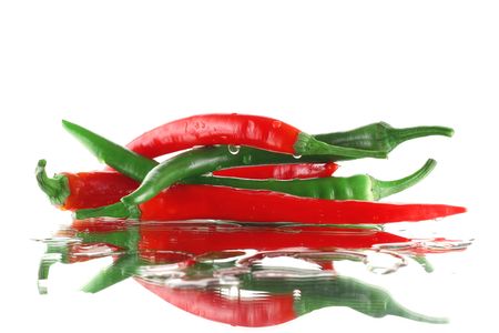 Heap of two kinds of peppers. Seriesの写真素材