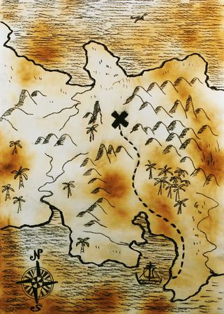 Old burned hand made mapの写真素材