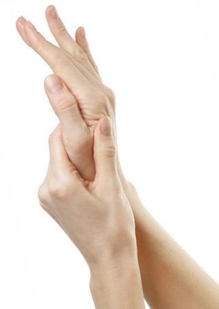 Hands over white backgroundの写真素材