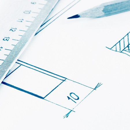 Drawing tools on paper surfaceの写真素材