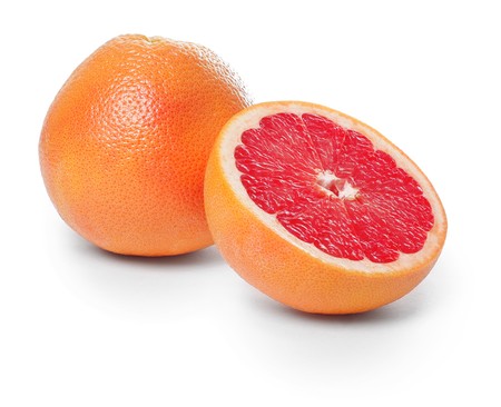 Ripe grapefruit on white backgroundの写真素材