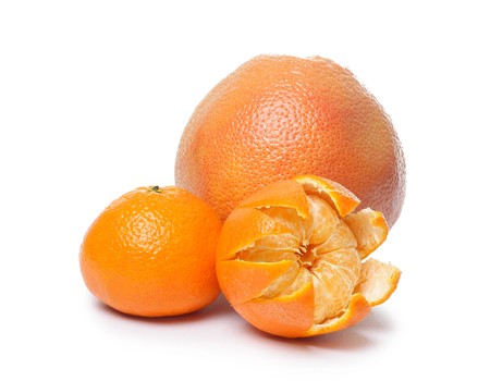 Tangerines isolated on whiteの写真素材