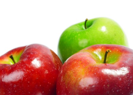 Red and green applesの写真素材
