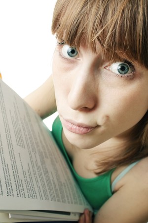 Young woman with papers and discouraged faceの写真素材
