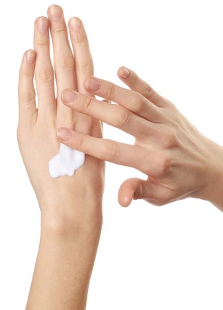 Hands with protective creamの写真素材