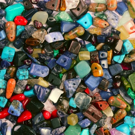 Colored jewelry stones with holesの写真素材