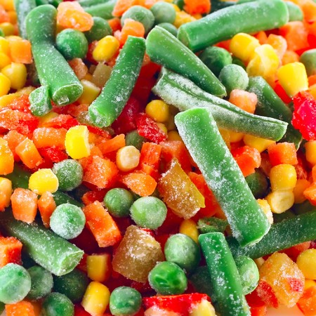 Frozen vegetables with iceの写真素材