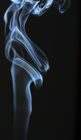 Blue smoke isolated on blackの写真素材