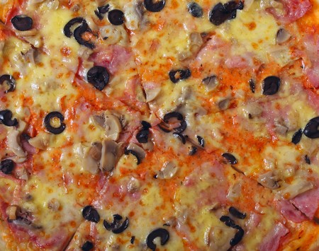 Closeup pizza surfaceの写真素材